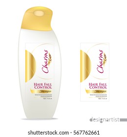 Cosmetic Packaging design, shampoo bottle templates on White background
