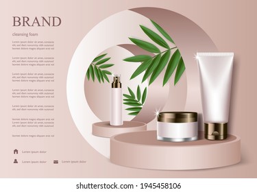 Plantilla de elemento de empaque cosmético para hacer material publicitario,diseño de concepto de cosméticos vectores