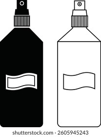 Cosmetic packaging mockup icon set. Silhouettes cosmetic products template flat and line vector collection isolated on transparent background. Symbol for beauty product sign web and app.