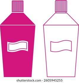 Cosmetic packaging mockup icon set. Silhouettes cosmetic products template flat and line vector collection isolated on transparent background. Symbol for beauty product sign web and app.