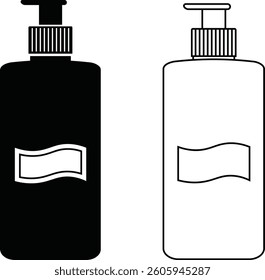 Cosmetic packaging mockup icon set. Silhouettes cosmetic products template flat and line vector collection isolated on transparent background. Symbol for beauty product sign web and app.