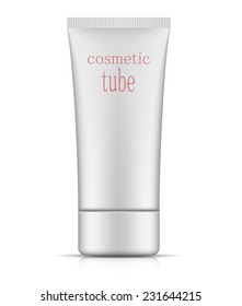 Cosmetic packaging, oval plastic tube template for your design. Vector.