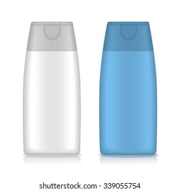 Cosmetic packaging, plastic shampoo or shower gel bottle template for your design.  Vector.