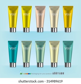 Cosmetic packaging, plastic tube. Vector.