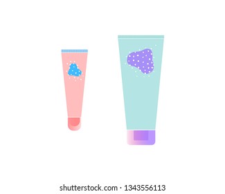 Cosmetic packaging set. Mock up template of graphic bottle and tubes.