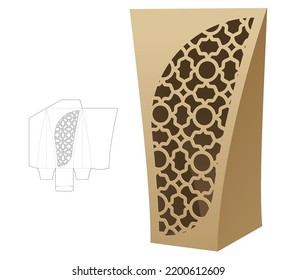 cosmetic packaging with stenciled luxury pattern die cut template and 3D mockup