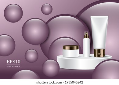 Cosmetic packaging templates and elements for advertising materials,cosmetics vector concept design