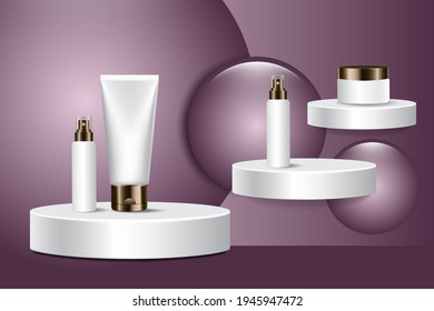 Cosmetic packaging templates and elements for advertising materials,cosmetics vector concept design