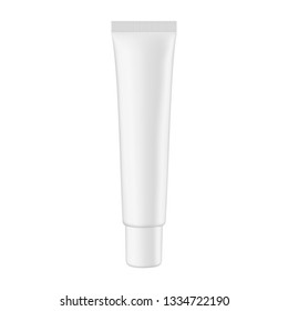 Cosmetic packaging tube mockup isolated on white background - front view. Vector illustration
