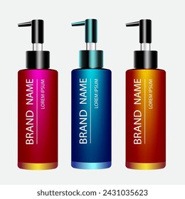 Ilustración vectorial de embalaje cosmético para publicidad y ventas.