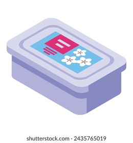 Cosmetic pads box icon isometric vector. Care oil material. Makeup skin