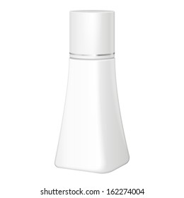 Cosmetic Parfume, Deodorant, Freshener Or Medical Antiseptic Drugs Square Plastic Bottle White. Ready For Your Design. Product Packing Vector EPS10 