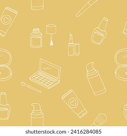 cosmetic pattern hand drawn in doodle style. minimalism,