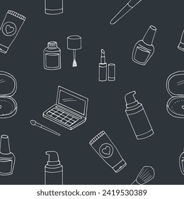 cosmetic pattern hand drawn in doodle style. minimalism,