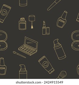 cosmetic pattern hand drawn in doodle style. minimalism,