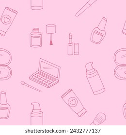 cosmetic pattern hand drawn in doodle style. minimalism,