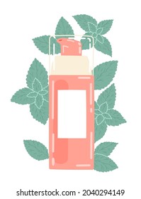 Cosmetic with peppermint extract. Bottle with dispenser