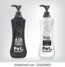 Cosmetic for pets. Shampoo and spray for dog and puppy.illustration vector