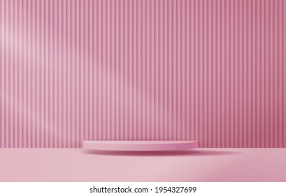 Cosmetic pink background minimal and premium podium display for product presentation branding and packaging . studio stage with shadow of background. vector design.
