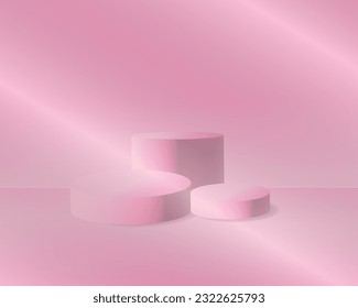 Cosmetic pink background and premium podium display for product presentation branding and packaging presentation. studio stage with shadow of background. vector design.