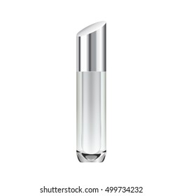 Cosmetic plastic bottle isolated on white background. Liquid container for lotion, cream. Beauty product package, vector illustration. Mock up cosmetics