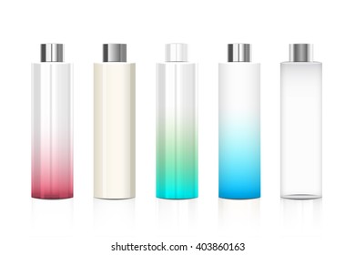 Frasco de plástico cosmético sobre diseño vectorial de fondo blanco