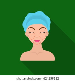 Cosmetic plastic surgery icon in flate style isolated on white background. Skin care symbol stock vector illustration.