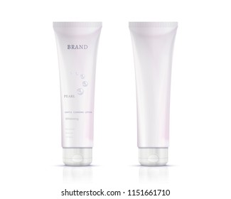 Cosmetic plastic tube container mockup in 3d illustration on white background