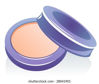 Cosmetic powder compact isolated on a white background.