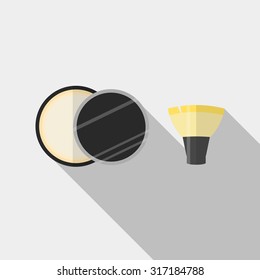 Cosmetic Powder icon. Flat design style modern vector illustration. Isolated on stylish color background. Flat long shadow icon.