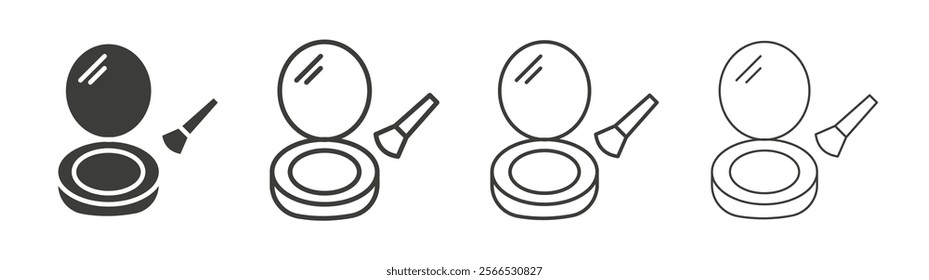 Cosmetic powder with mirror icon collection for website design, app, UI design.
