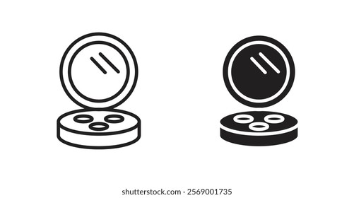 Cosmetic powder with mirror icon set vector graphics designs