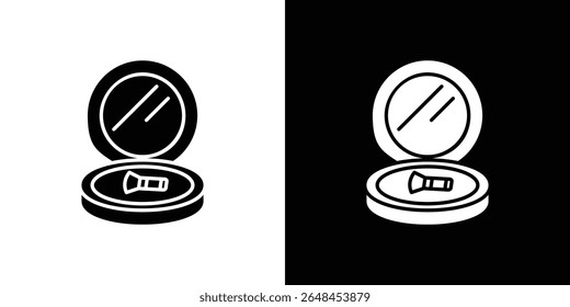 Cosmetic powder with mirror icon symbol collection. Flat vector stock illustration.