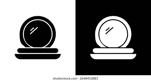 Cosmetic powder with mirror icon symbol collection. Flat vector stock illustration.