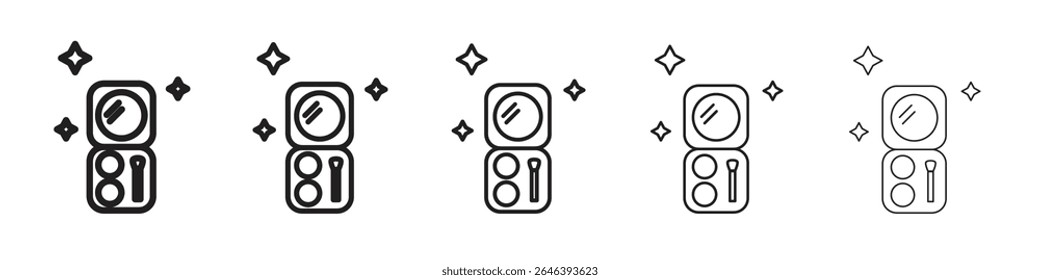 Cosmetic powder with mirror icon vector outline set illustration sign