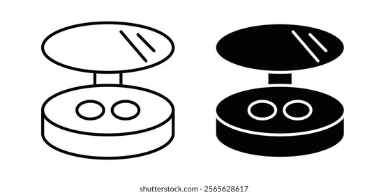 Cosmetic powder with mirror icons in black and white colors