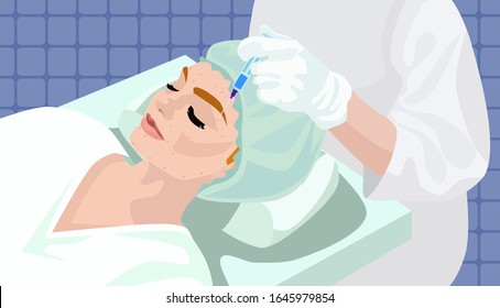 cosmetic procedure injections of beauty or 3 toxin vector illustration in realistic style