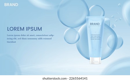 Cosmetic product with blue bubbles