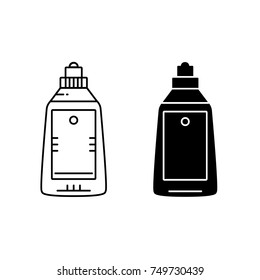 Cosmetic product bottle - black silhouette and line icon 