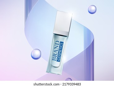 Cosmetic Product Design With Abstract Background . Cosmetic Ads Or Banner Design. Cosmetic Cream Template. Makeup Product