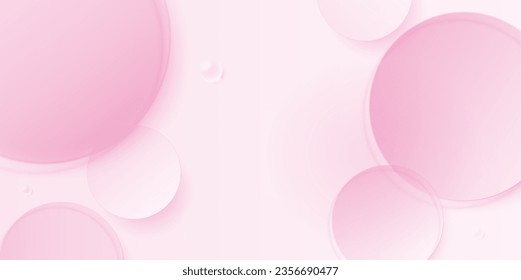 Cosmetic product display background with pink glass or water in top view. design of circular glass disks for packaging presentation. vector design.