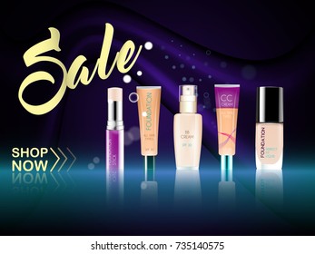 Cosmetic product foundation make up with bright backgrounds