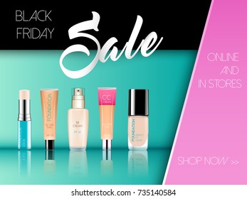 Cosmetic product foundation make up with bright backgrounds