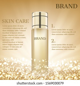 Cosmetic product with glitter background