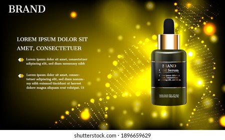 Cosmetic product and glowing gold DNA patterns