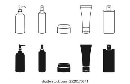 cosmetic product icon set vector illustration isolated on white background.