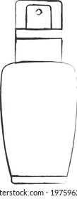 Cosmetic product, lotion. One line drawing. Vector illustration in flat style on isolated background.