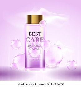 Cosmetic product. Natural care, best quality. Pink bottle