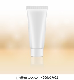 cosmetic product on a abstract background. Cosmetic package tube for cream, soups, foams, shampoo. vector illustration