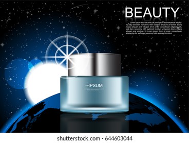 Cosmetic product on outer space background some Elements of this image furnished by NASA